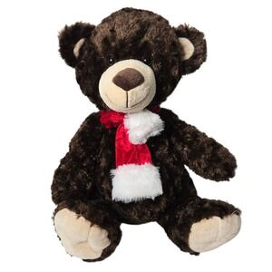 Dan Dee Chocolate Teddy Bear 16" Holiday Winter Scarf Plush Zoo Winter Whimsical